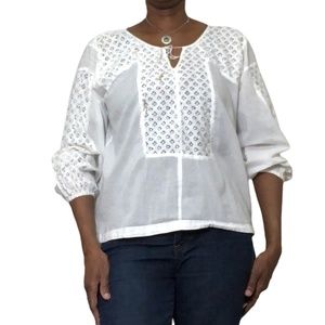 SEVEN7 White Lace Pheasant Boho Chic Top Size Small